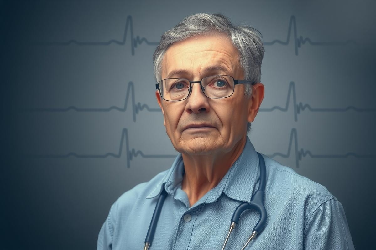 The image features a man who appears to be a doctor or medical professional, given his attire and the context. 
