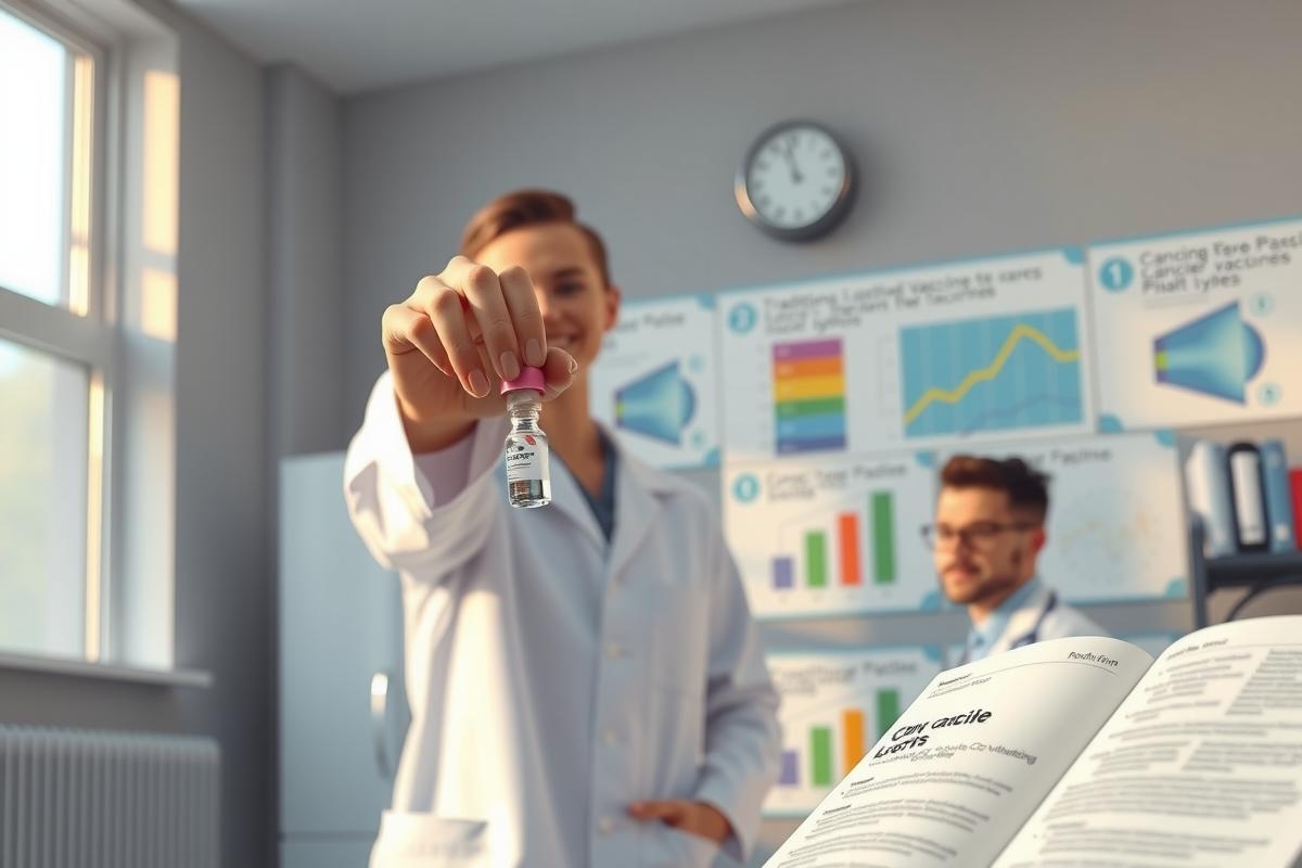 The image depicts a laboratory setting with a focus on two individuals. The person in the foreground, dressed in a lab coat and holding a test tube aloft, is likely conducting an experiment or demonstration. The individual in the background appears to be observing or assisting.
