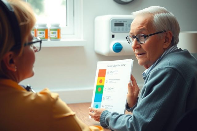 Doctor discussing with patient in a clinic. Medical professional showing a document, likely explaining a diagnosis or treatment plan. Bright, clean environment with medical equipment visible.