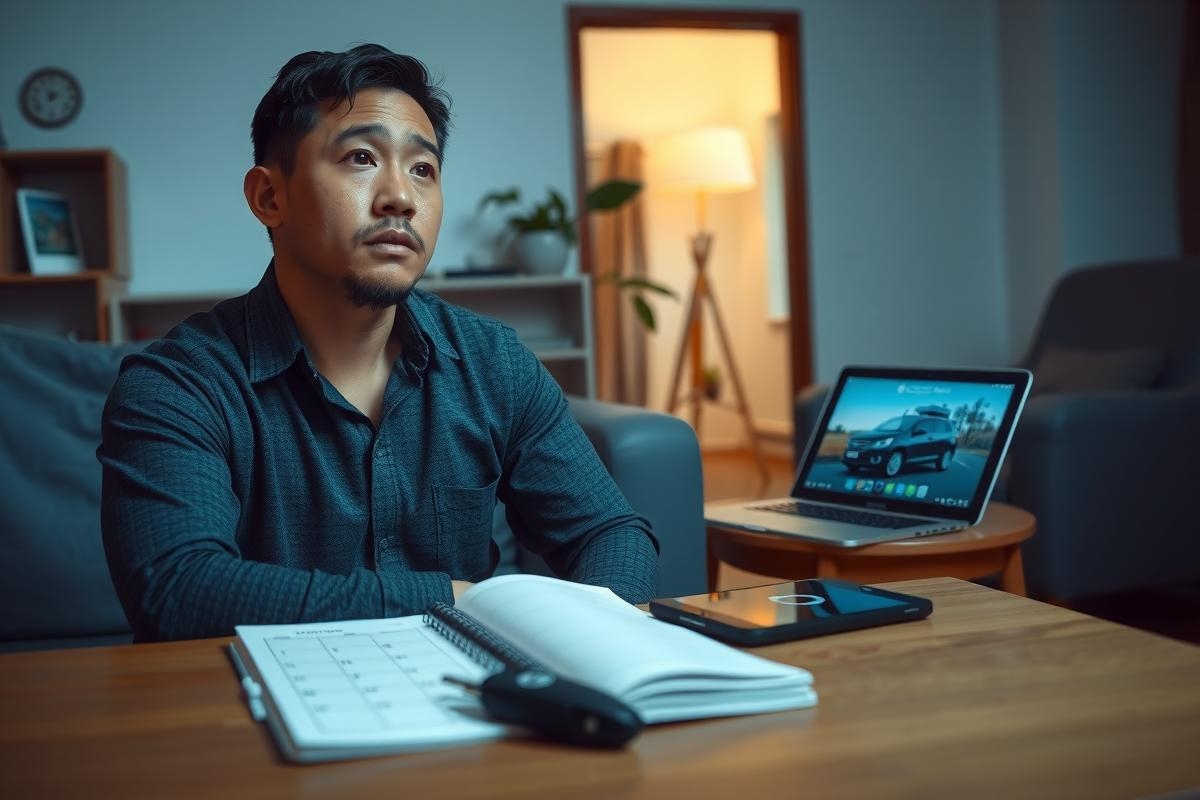 A man, possibly of Asian descent, is seated at a table in what appears to be an office or workspace setting. He is dressed in business attire and seems focused on his work, indicated by the laptop and documents in front of him.