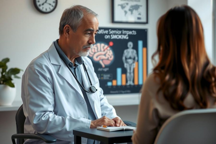 Doctor consults with a patient in a clinic. Healthcare professional discusses health concerns. Image features medical examination, patient care, and a modern office setting.