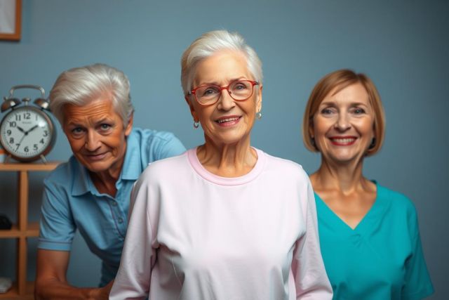 Three individuals, possibly medical professionals due to the context and attire. They are posed together in a room that appears to be an office or institutional setting. 