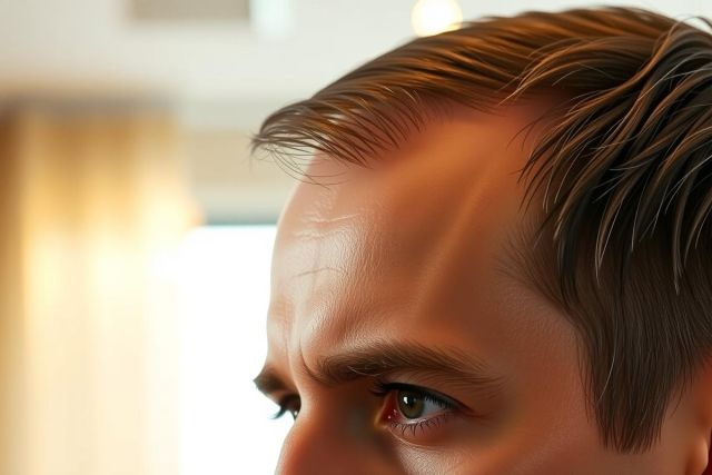 Close-up portrait of a man with dark hair and green eyes. The image showcases a contemplative expression and soft lighting, emphasizing the subject's features and creating a focused, intimate feel. Minimal background.