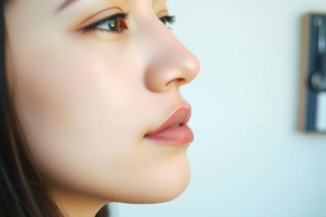 The image shows a close-up of a woman's face. She is looking off to the side with her lips slightly parted, giving an impression of quiet contemplation or daydreaming. Her skin tone is light and she has a subtle makeup look that highlights her eyes. The background is blurred but appears to be indoors with natural lighting.