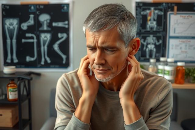 The image features a middle-aged man with graying hair. He appears to be in an indoor setting, possibly a doctor's office or a medical educational environment.