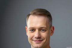 Portrait of a smiling man with short hair against a gray background. A professional headshot, showcasing a friendly and approachable demeanor.