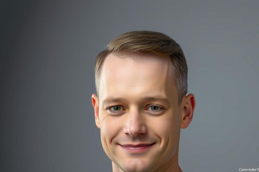 Portrait of a smiling man with short hair against a gray background. A professional headshot, showcasing a friendly and approachable demeanor.