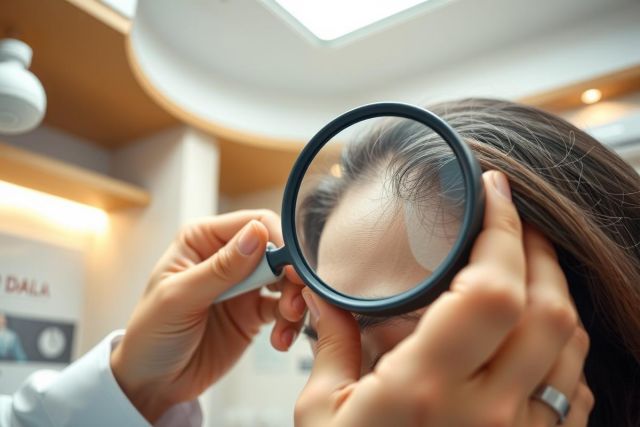 Close-up of hands holding a magnifying glass, possibly examining something with focus on detail. The setting appears to be a store or office environment with a bright, clean aesthetic.