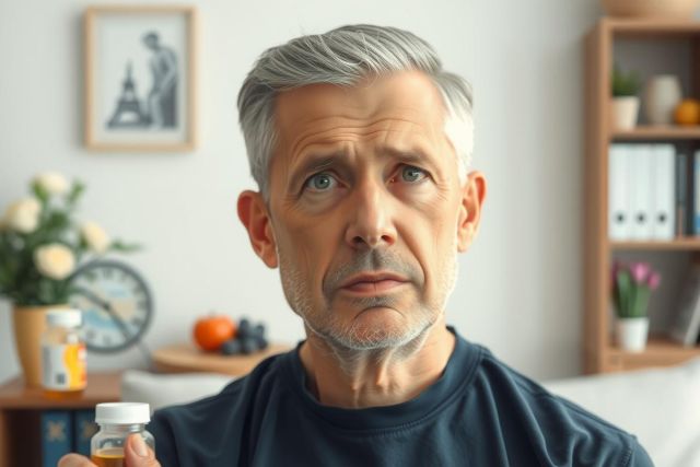 The image shows a man sitting in an indoor setting, possibly a home or office. He appears to be in the middle of a conversation or a video recording, as he looks slightly surprised or questioning.