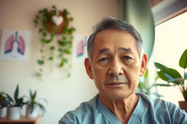 In the image, a man is sitting at a desk in what appears to be an indoor setting. He has a slight smile on his face and is looking directly at the camera. 