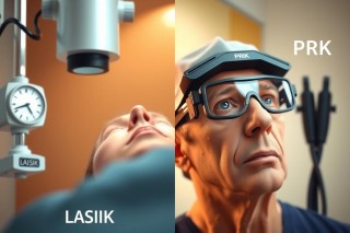 The image is a composite with three panels, showing two medical situations. The left panel depicts an optical illusion where one woman appears to be looking at another woman's neck while the woman herself has her eyes closed. In the center panel, a man wearing glasses and a headset is observing a woman on a stretcher in a hospital setting. The right panel shows a similar scene with different characters; here, a man in glasses is looking at another man who is also wearing glasses.