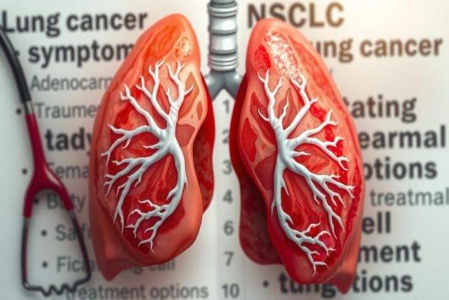 The image features a pair of red anatomical models representing the human lungs. These models are positioned against a backdrop that includes various medical terms and diagrams related to lung health. The context suggests this is an educational resource or informational graphic about pulmonary health.