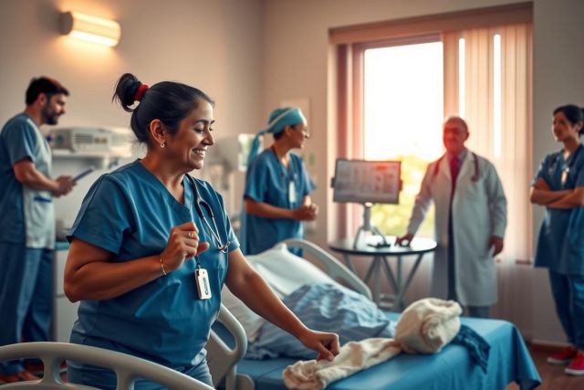 This is a photograph taken in a hospital setting. The main focus is on medical professionals, including doctors and nurses, who appear to be in the midst of an intensive discussion or planning session.